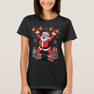 Santa Weightlifting Fitness Gym Training Christmas T-Shirt
