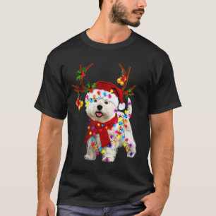 Santa westie dog gorgeous reindeer Light Christmas T-Shirt