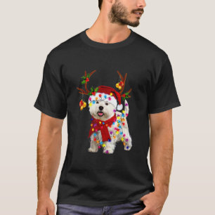Santa westie dog gorgeous reindeer Light Christmas T-Shirt