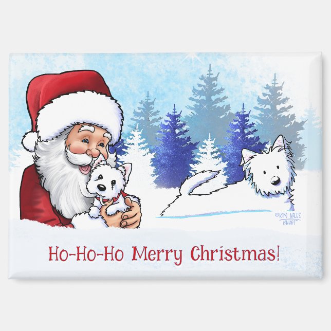 Santa Westie Dogs Winter Magnet (Front)