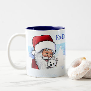 Santa Westie Puppy Winter  Two-Tone Coffee Mug
