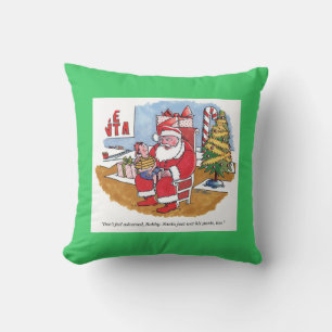 Santa Wet square green throw pillow