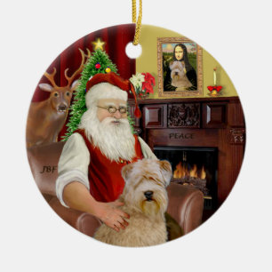 Santa-Wheaten Terrier Ceramic Tree Decoration