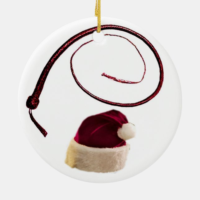 SANTA WHIP CERAMIC ORNAMENT (Back)