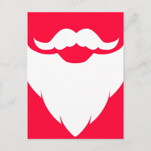 Santa white beard and moustache red white postcard
