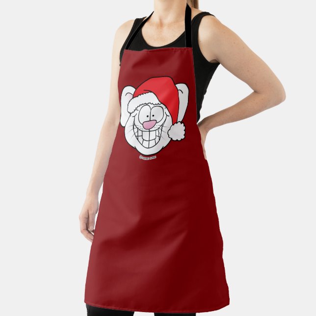 Santa White Christmas Mouse Screwball Graphics Apron (Insitu)