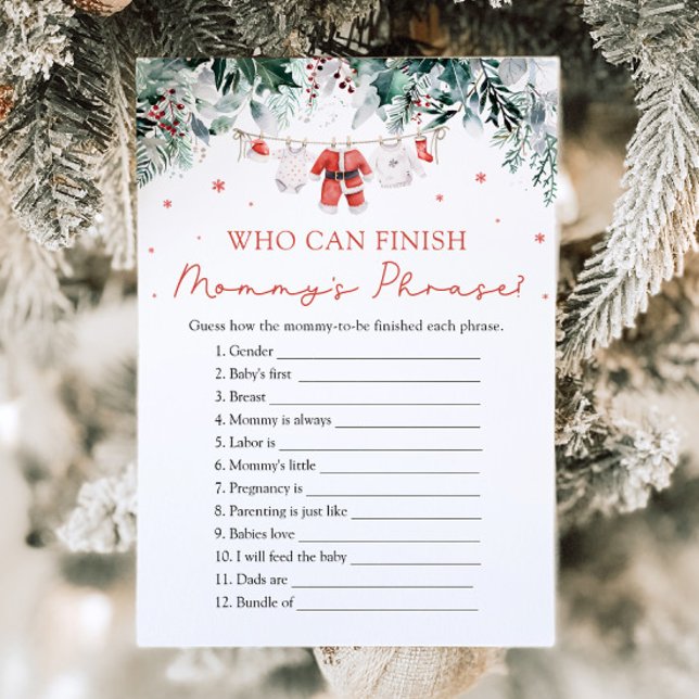 Santa Who Can Finish Mummy's Phrase Baby Shower Invitation (Creator Uploaded)