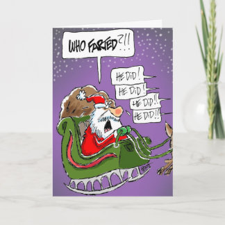Santa "Who Farted?!" Cartoon Christmas Card