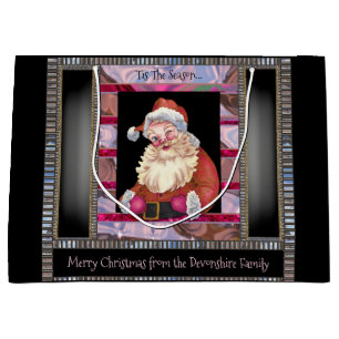 Santa Wink Elegant Christmas Large  Gift Bag