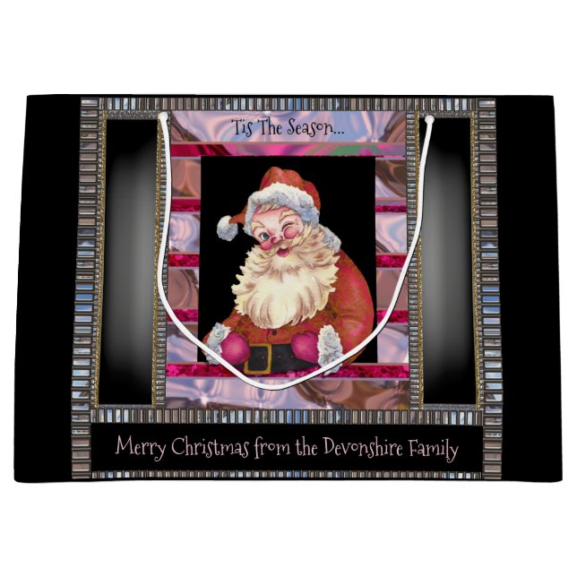 Santa Wink Elegant Christmas Large  Gift Bag (Front)