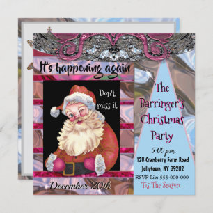 Santa Wink Elegant Christmas Party Invitation