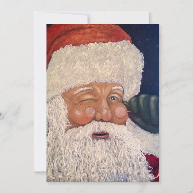 Santa Winking Holiday Card (Front)