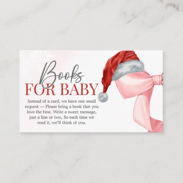 Santa Winter Baby Shower Books for Baby Enclosure Card (Front)