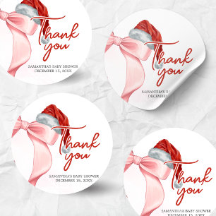 Santa Winter Baby Shower Classic Round Sticker