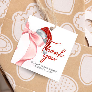 Santa Winter Baby Shower Square Favour Tags