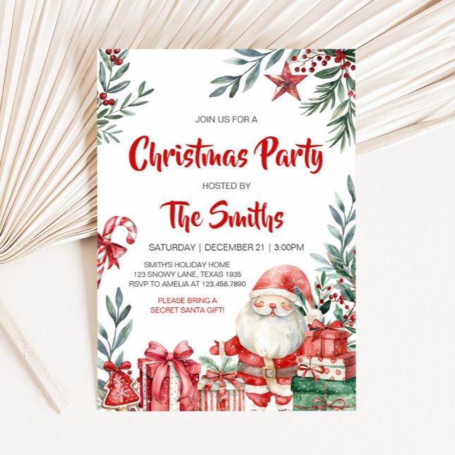 Santa Winter Christmas Party Invitation (Winter Santa Christmas Party Invitation)