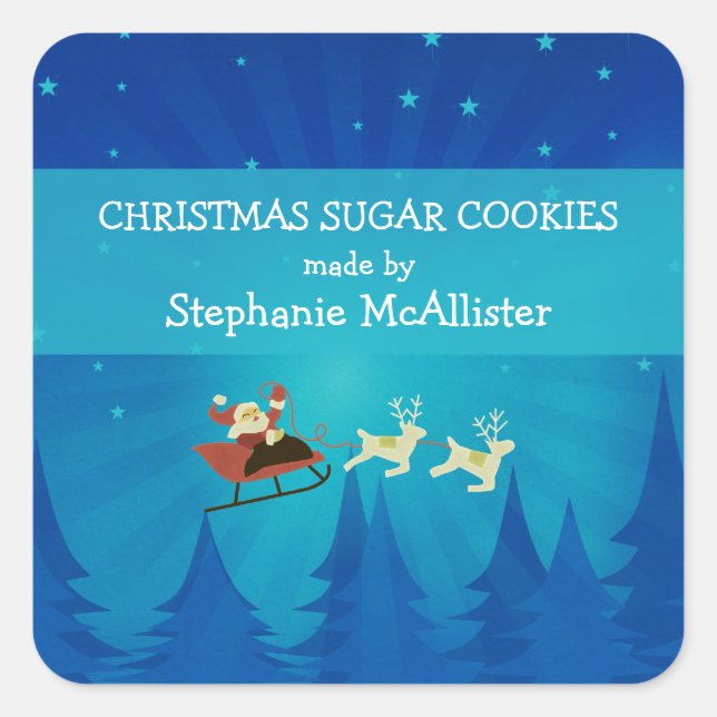 Santa Winter Scene Holiday Baking Stickers (Front)