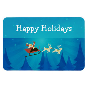 Santa Winter Scene Rectangle Magnet