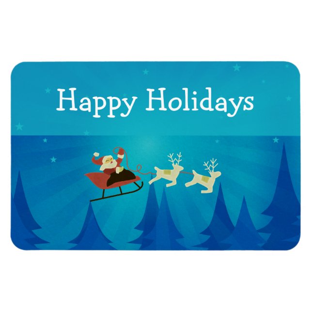 Santa Winter Scene Rectangle Magnet (Horizontal)