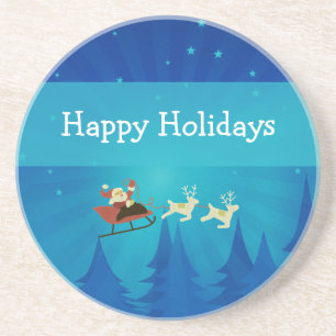 Santa Winter Scene Sandstone Coaster