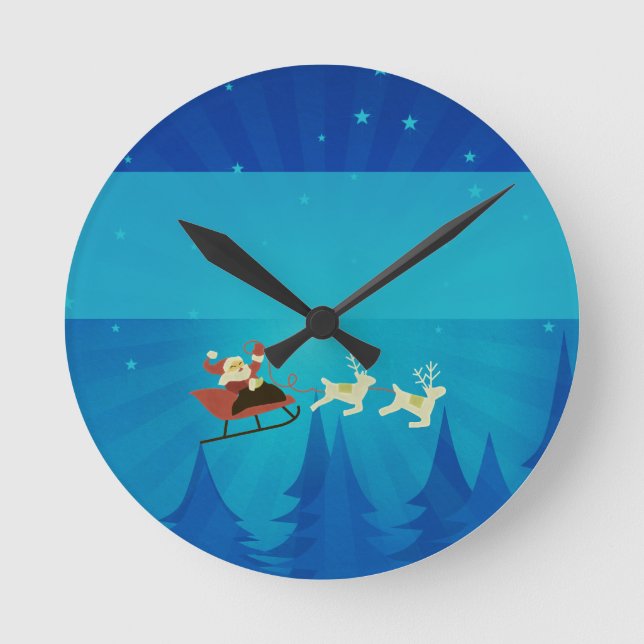 Santa Winter Scene Wall Clock (Front)