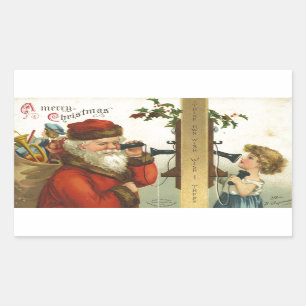 Santa Wish I Thee Vintage Sticker