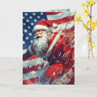 Santa Wishes you a Star Spangled Holiday Card