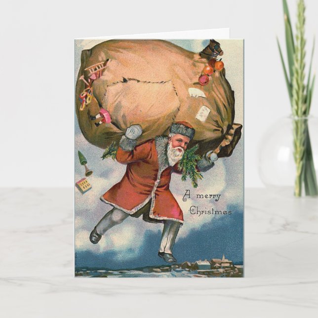 "Santa with a huge sack of Toys" Card (Front)