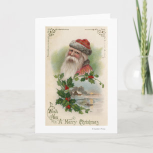 Santa with a Lake Scene Holiday Card