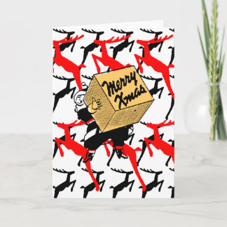 Santa with a Merry Xmas Package Holiday Card