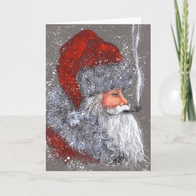 SANTA WITH A PIPE HOLIDAY CARD (Front)