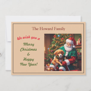 Santa with a puppy dog holiday card