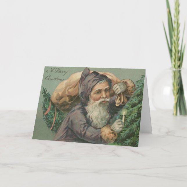 Santa with a Sack Christmas Card (Front)