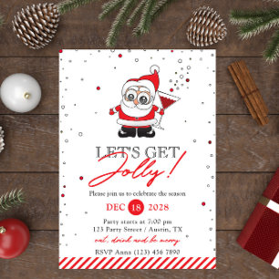 Santa with a Wine Glass Fun Holiday Party Invitation