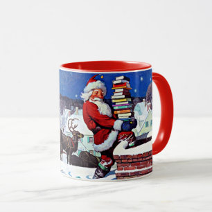 Santa with armload of Books Mug