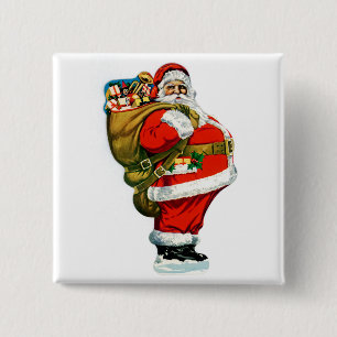 Santa with Bag of Toys 15 Cm Square Badge