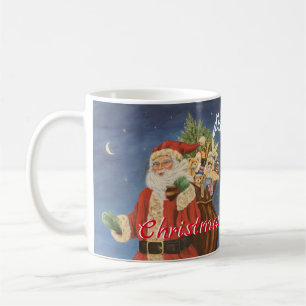 Santa with Bagful of Toys in Snow acrylic painting Coffee Mug