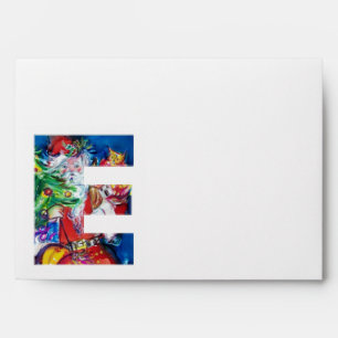 SANTA WITH  BALLOONS AND CHRISTMAS TREE E MONOGRAM ENVELOPE