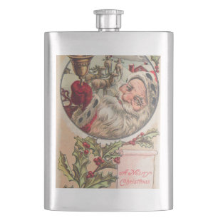 Santa with Bell and Holly Hip Flask