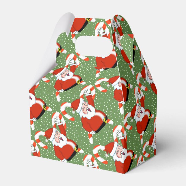 Santa with Candy Canes Christmas Gift Box (Front Side)