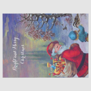 SANTA WITH CHILD IN THE WINTER SNOW TISSUE PAPER