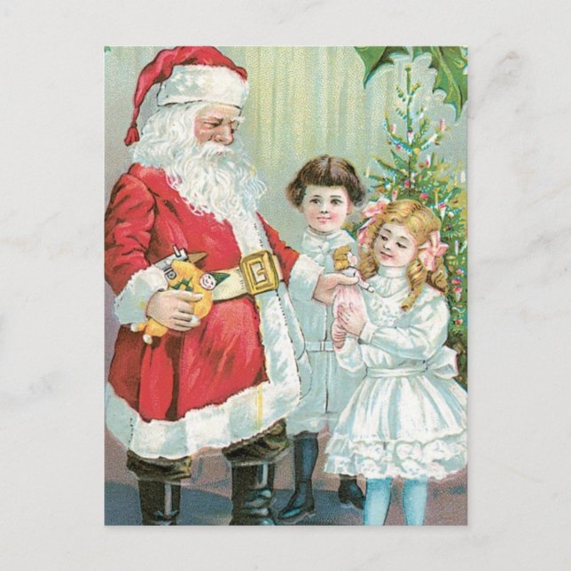 Santa With Children Holiday Postcard (Front)