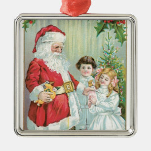 Santa With Children Metal Tree Decoration
