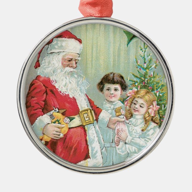 Santa With Children Metal Tree Decoration (Front)