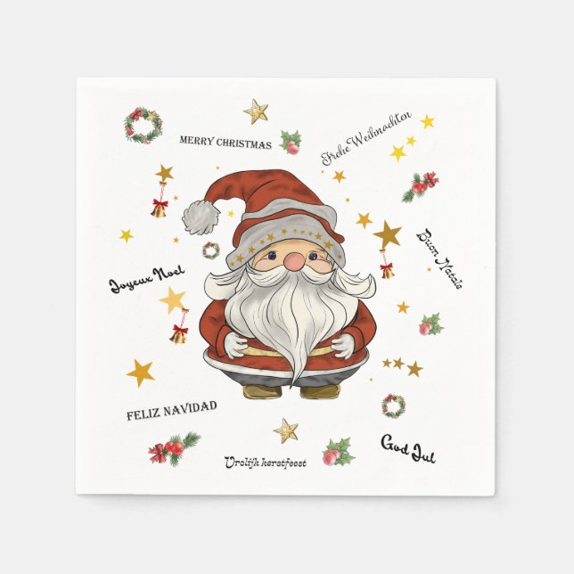 Santa with Christmas greetings Napkin (Front)