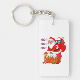 SANTA WITH CHRISTMAS PRESENTS, HO! HO! HO! KEY RING