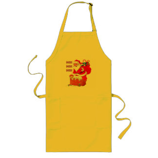 SANTA WITH CHRISTMAS PRESENTS, HO! HO! HO! LONG APRON