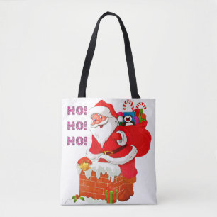 SANTA WITH CHRISTMAS PRESENTS, HO! HO! HO! TOTE BAG