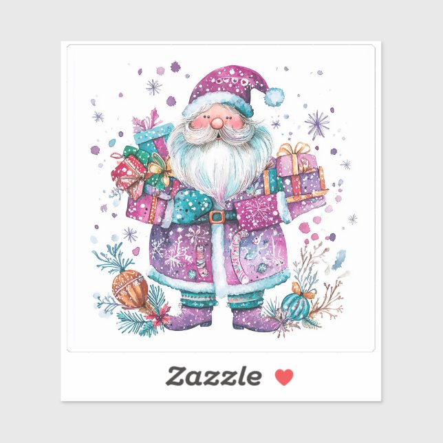 Santa With Colourful Gifts in Winter (Sheet)