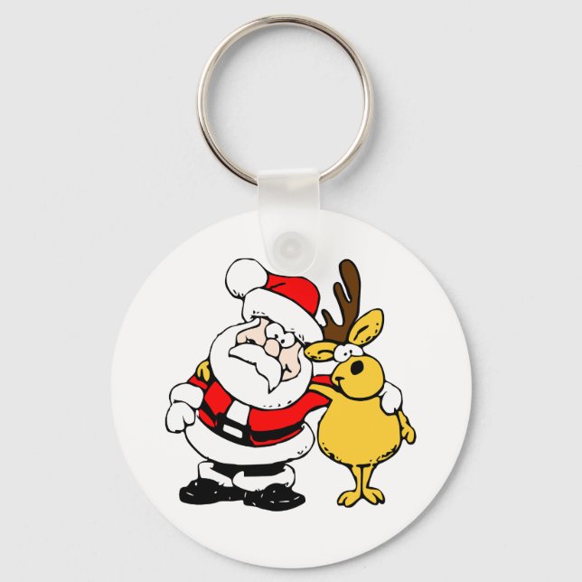 Santa With Deer Key Ring (Front)